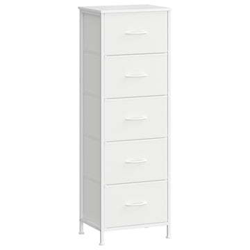 Ladekast met 5 stoffen lades | Wit | 39,6x30x116,7 cm