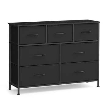 Kommode met 7 stoffen lades | Zwart | 98,8x30x73,7 cm