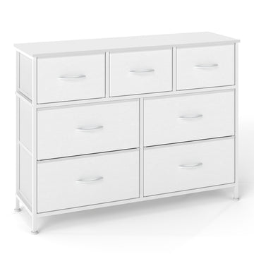 Kommode met 7 stoffen laden | Wit | 98.8x30x73.7 cm