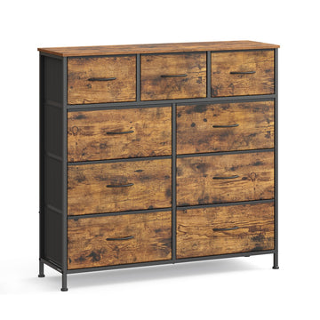 Ladekast met 9 stoffen laden | Bruin-zwart | 98,8x30x95,2 cm