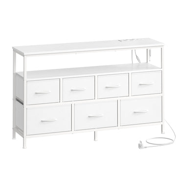 Kommode met LED-verlichting, dressoir met laden | Wit | 113,8x30x68,1 cm