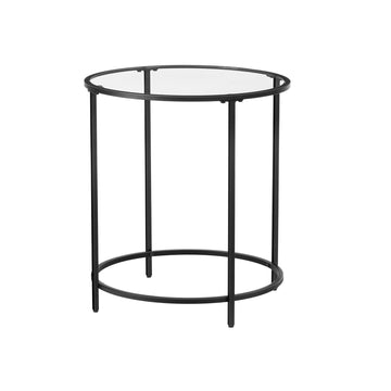 Ronde bijzettafel - zwart metalen frame - gehard glas - 50 x 55 cm