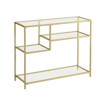 Sidetable van glas met metalen frame, goud, 35 x 100 x 80 cm