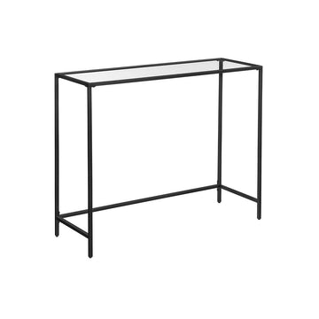 Consoletafel met gehard glas, zwart metaal, 100 x 35 x 80 cm