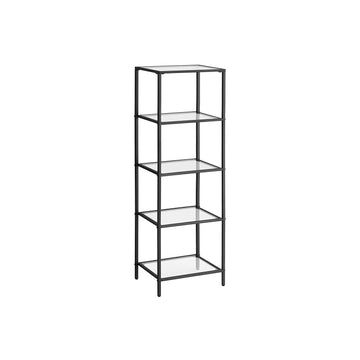 Metalen glazen rek - display- en opbergrek - transparant inktzwart - 30 x 40 x 124,5 cm
