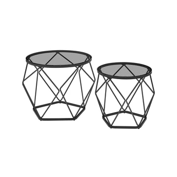 2-delige salontafelset modern - glas en staal - 50 en 40 cm