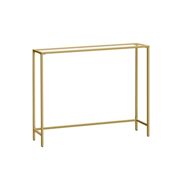 Glazen sidetable met stalen frame - lichtgoud - 20 x 100 x 80 cm