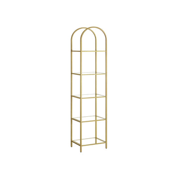 5-laags metalen goudkleurige glazen kast - 30,2 x 40 x 183,5 cm