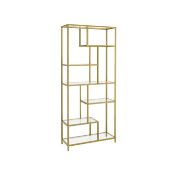 6-laags boekenkast - displayrek - opbergmeubel - gehard glas - 30 x 80 x 180 cm