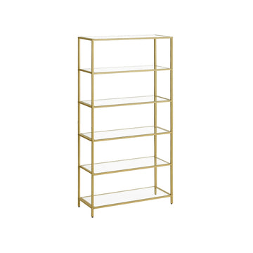 Goudkleurig metalen rek met glas - displayrek - opbergrek - 30 x 80 x 177,3 cm