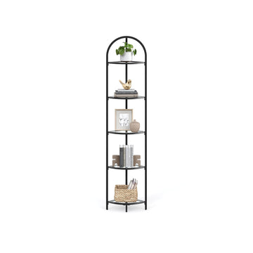 Hoekrek zwart - staal en gehard glas - ruimtebesparend - 28 x 28 x 158 cm