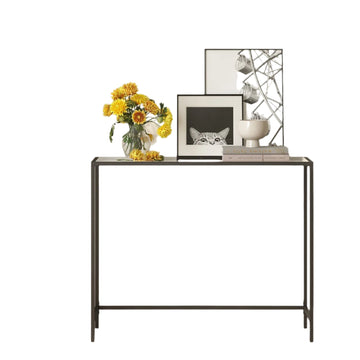 Consoletafel - metalen en glazen bijzettafel - 100 x 35 x 80 cm