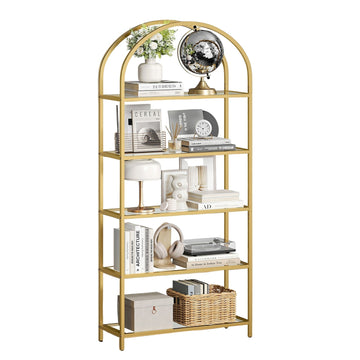 Gouden glazen rek - Displayrek - Opbergrek - 30,2 x 83 x 183,5 cm