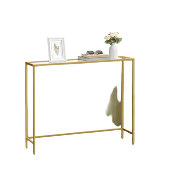 Consoletafel van gehard glas - elegant ontwerp - 20 x 100 x 80 cm - goud transparant