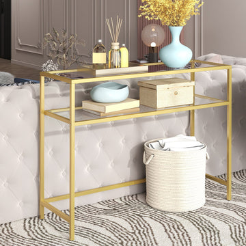 Badkamerrek met 4 planken van gehard glas | Goud | 40x30x95 cm