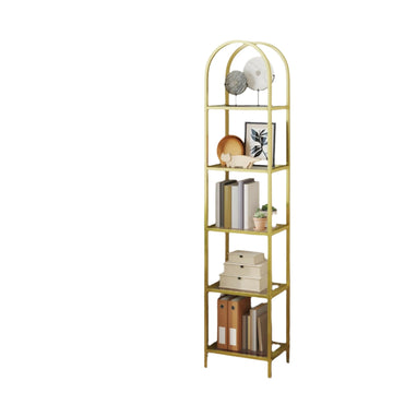 5-laags boekenrek van hard glas - boogvormig, ruimtebesparend - 30,2 x 40 x 183,5 cm
