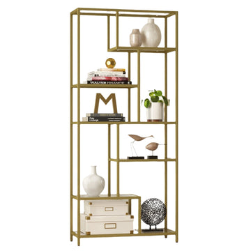 6-laags glazen boekenkast - staand rek - duurzaam - 30 x 80 x 180 cm