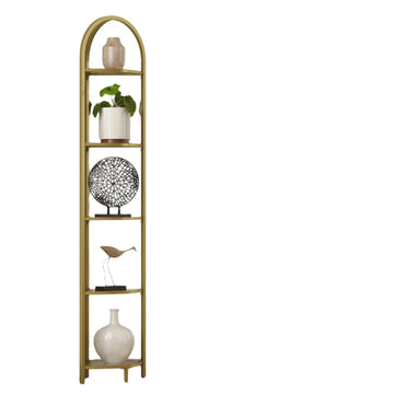 Hoekrek boekenkast - glazen en metalen planken - ruimtebesparend - 28 x 28 x 158 cm