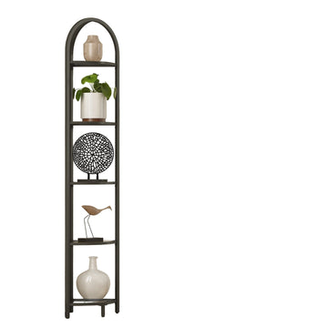 Hoekrek zwart staal met gehard glas 28 x 28 x 158 cm