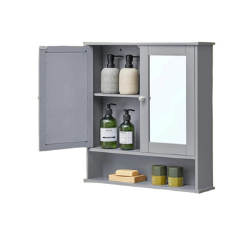 Spiegelkast badkamer - wandkast - MDF - grijs - 13 x 56,5 x 58,5 cm