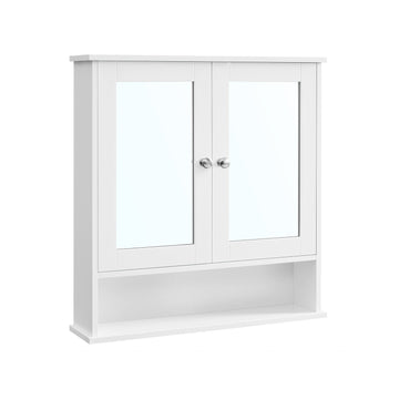 Spiegelkast voor aan de muur, wit - opbergruimte - ruimtebesparend - 15 x 65 x 75 cm