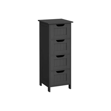 Badkamerkast met 4 lades - Zwart MDF - 30 x 30 x 82 cm