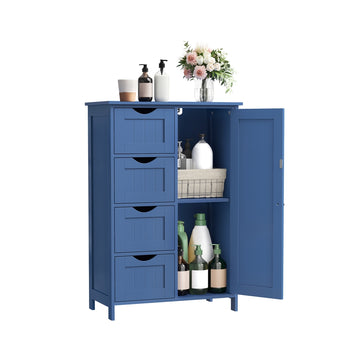 Badkamerkast met 4 laden en 1 kast met verstelbare plank | Havenblauw | 55x30x82 cm