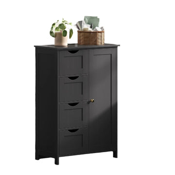 Smalle badkamerkast - zwart MDF - 30 x 55 x 82 cm