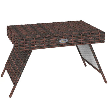 Opvouwbare rotan bijzettafel voor buiten | Kleur: Bruin | Afmetingen: 41x60x41 cm
