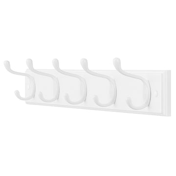 Wandgarderobe met 5 dubbele haken | Wit | 50,4x7,6x8,4 cm