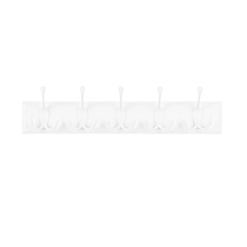 Wandgarderobe met metalen haken voor jassen en hoeden | Wit | 50.4x7x10.5 cm