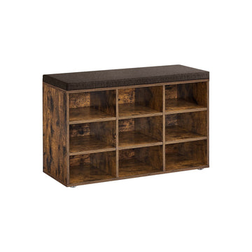 Schoenenbank met opbergruimte, vintagebruin, imitatie linnen, 30,3 x 78,5 x 48 cm