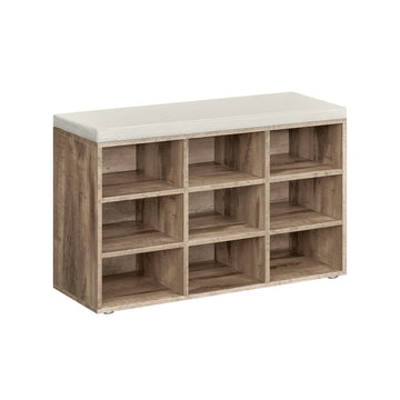 Schoenenbank met opbergruimte, gestoffeerde poef, spaanplaat, 30,3 x 78,5 x 48 cm, 136 kg