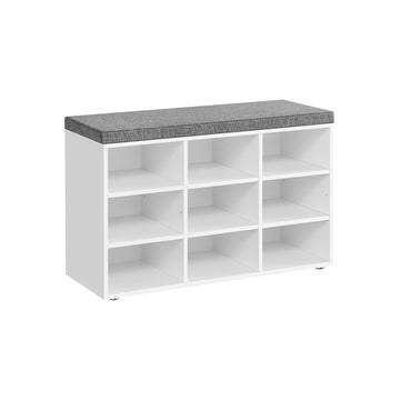 Schoenenbank met opbergruimte - spaanplaat - 30,3 x 78,5 x 48 cm - wit/grijs - 136 kg