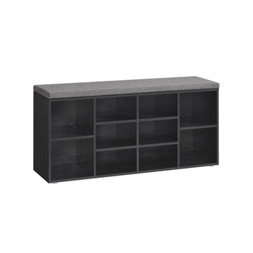 Schoenenbank met opbergruimte, halbank, linnenlook, 30 x 104 x 48 cm