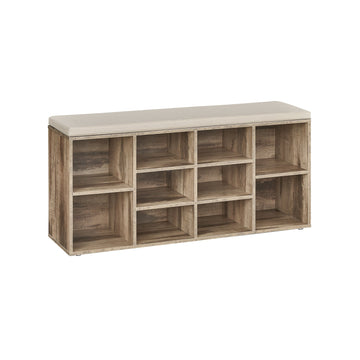 Schoenenrek met zitbank - schoenenopberger - spaanplaat - 30 x 104 x 48 cm - camelbruin