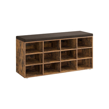 Schoenenbank met opbergruimte, vintage bruin - 104 x 30,3 x 48 cm