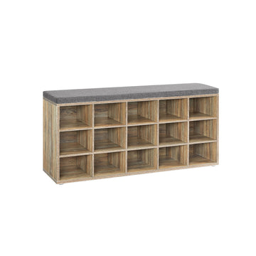 Schoenenbank met opbergruimte – halorganizer – schoenenrek – spaanplaat – 30 x 105 x 48 cm