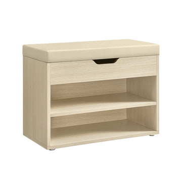 Schoenenbank met opbergruimte – halbank – beige – 30 x 60 x 44 cm