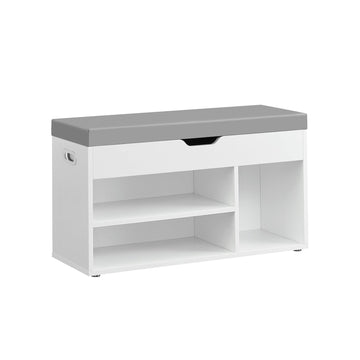 Schoenenbank met opbergruimte en rek - spaanplaat - 30 x 80 x 44 cm - wit - 150 kg