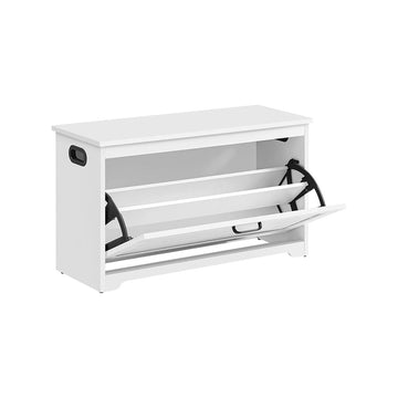 Schoenenkast met zitbank en klep, wit, 80 x 30 x 46 cm