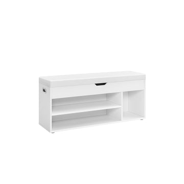 Schoenenbank met opbergruimte - wit - spaanplaat - 30 x 100 x 44 cm