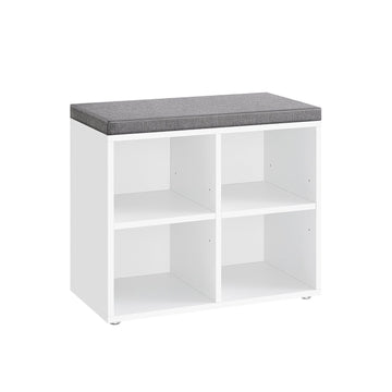 Schoenenbank/schoenenrek met opbergruimte - spaanplaat - 30,5 x 59,6 x 48 cm - wit-grijs