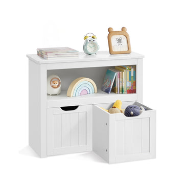 Kinderrek op wielen voor speelgoedopberging | Wolkenwit | 72,2x29,7x60 cm