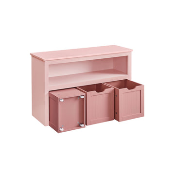 Kinderrek met wieltjes - MDF opbergrek - stevig en ruim - roze - 30 x 102 x 60 cm