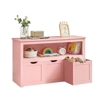 Speelgoedopberger met wielen voor kinderen | Pastelroze | 102x30x60 cm