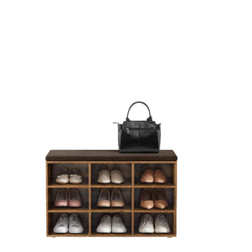 Schoenenbank met opbergruimte, zitplaats, vintage bruin, 30,4 x 78,6 x 48,1 cm