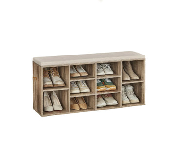 Schoenenbank - Schoenenrek - Zitbank voor hal - 30,1 x 104,1 x 48,1 cm - Camelbruin