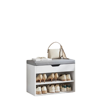 Schoenenbank met kussen - schoenenrek - 3 niveaus - spaanplaat - 30 x 60 x 44 cm