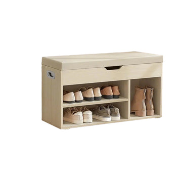 Schoenenbank met opbergruimte – halbank – gewatteerd – 30 x 80 x 44 cm – beige